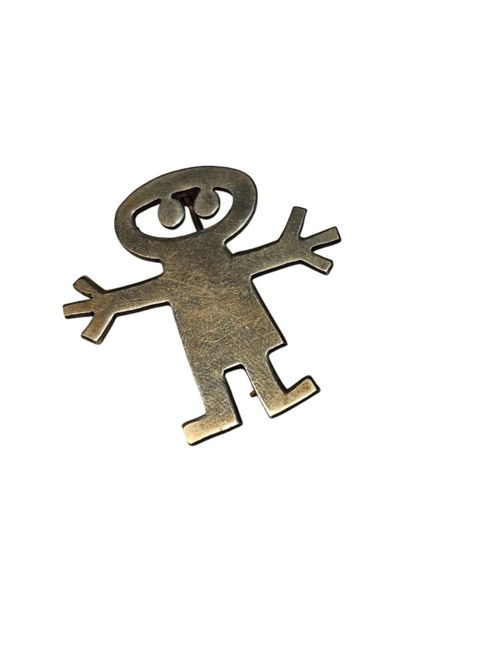 (707) Sterling Modernist Figurine Mik Stousland Signed Brooch Vintage Design